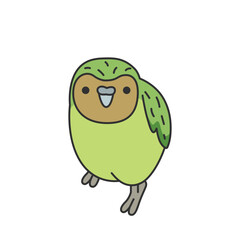 Cute Kakapo parrot doodle icon. Vector illustration.