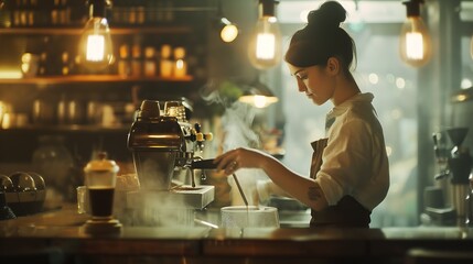 a barista making coffee : Generative AI
