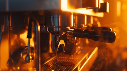 Color image of an espresso making machine : Generative AI - obrazy, fototapety, plakaty