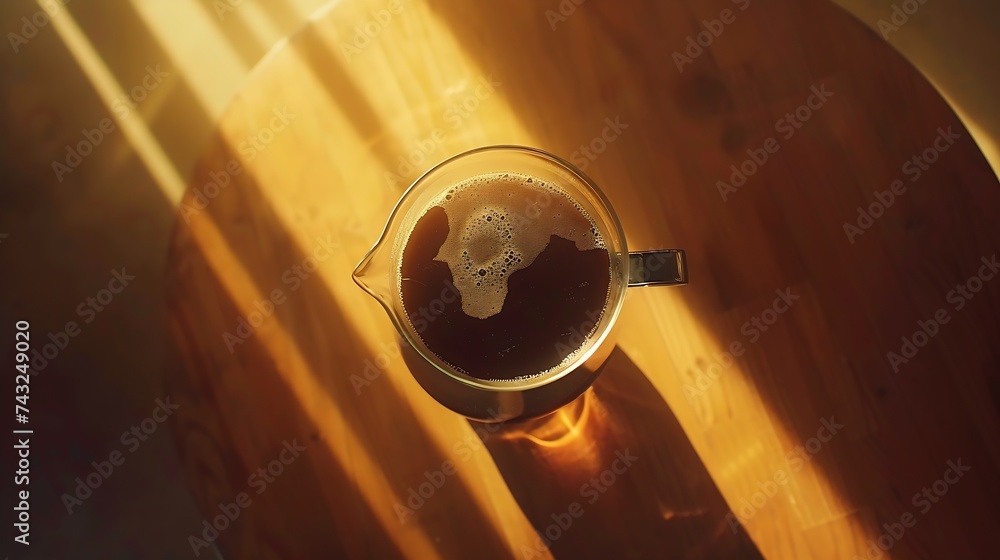 Poster making coffee with pour over method from above view : generative ai