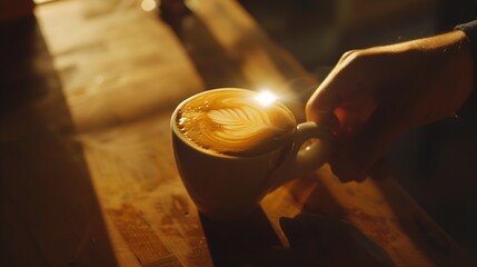 Fototapeta na wymiar Coffee latte art making by barista : Generative AI