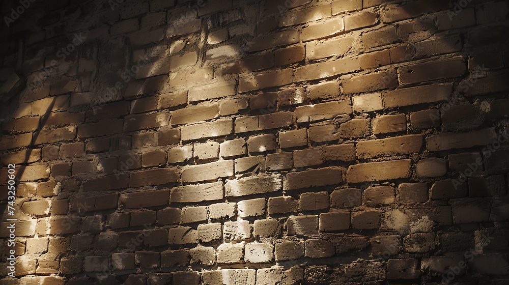 Poster background texture image of illuminated antique light brick wall rounded corners of the bricks and s