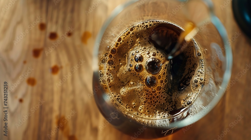 Aufkleber making coffee with pour over method from above view : generative ai