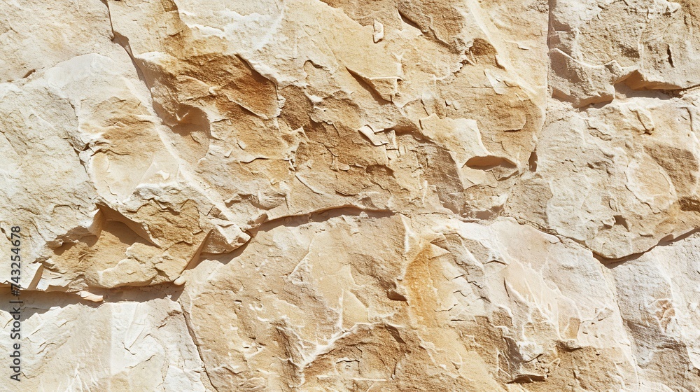 Aufkleber light brown rock texture mountain rough surface closeup stone wall background with copy space for de