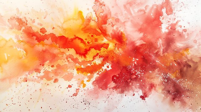 Red coral orange yellow peach watercolor background Colorful abstract aquarelle background Artistic Hand drawn Element for design Copy space Fire Explosion : Generative AI
