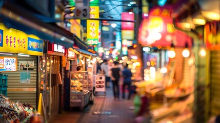 Blurred night life in Nampodong street in Busan is South Korea : Generative AI