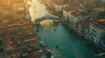 Papier Peint photo Pont du Rialto Aerial view of Rialto bridge crossing the Grand Canal in Venice downtown Veneto Italy : Generative AI