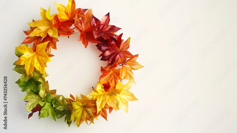 Aufkleber creative colorful multicolored designer wreath isolated on white background made of natural maple le