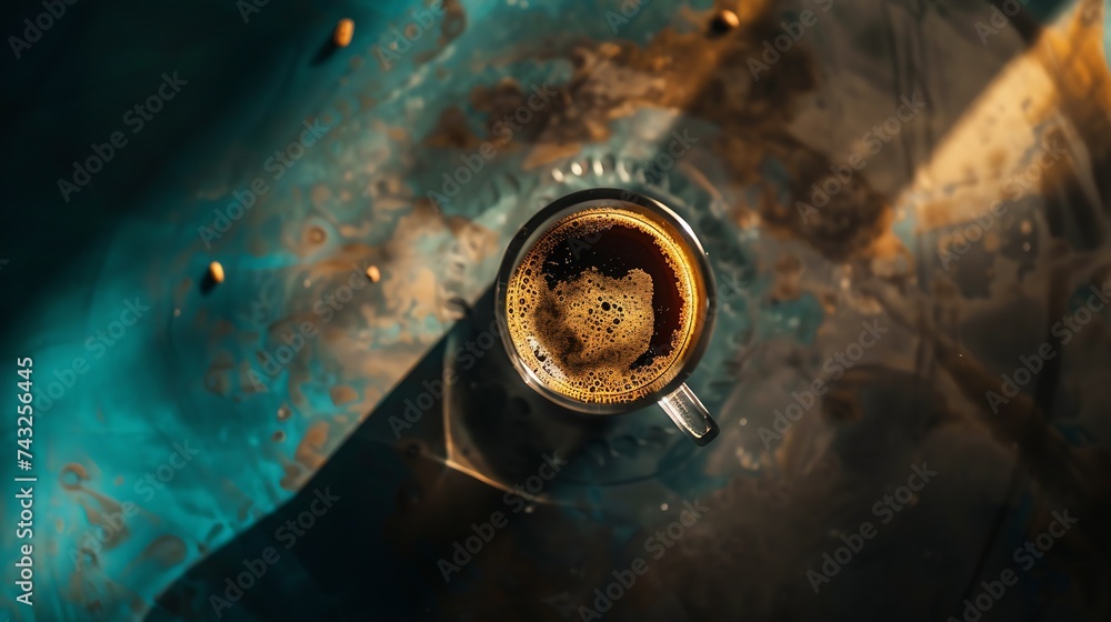 Poster making coffee with pour over method from above view : generative ai