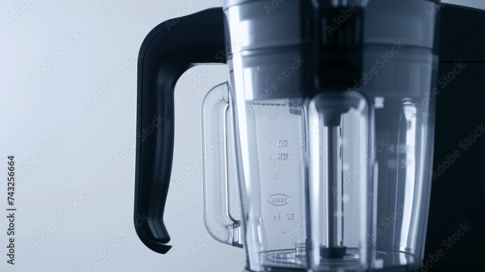 Poster The curved shape of a blenders jug designed for optimal blending and pouring without any spills.