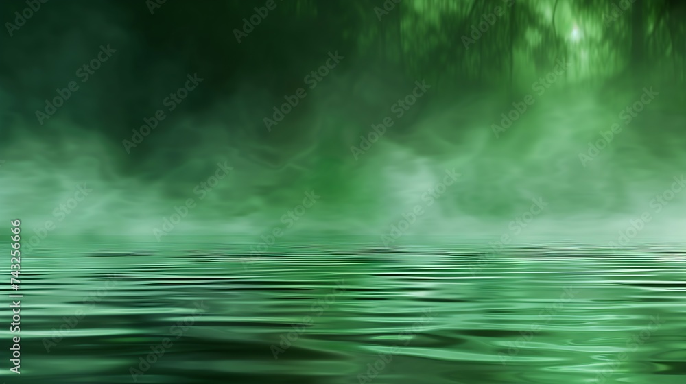 Leinwandbilder Dark blue green abstract background Reflection of light on a smooth surface of water with small waves Tidewater green background with copy space for design Web banner : Generative AI