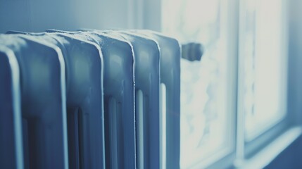 Modern radiator at home Central heating system : Generative AI - obrazy, fototapety, plakaty