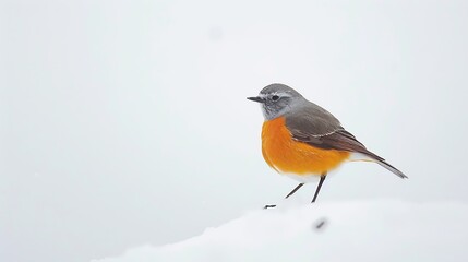 Fototapeta premium Beautiful bird Phoenicurus auroreus daurian redstart standing on white background : Generative AI