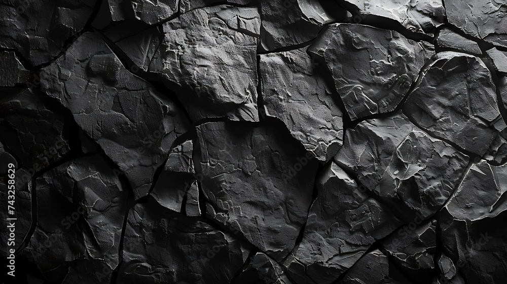 Poster black stone background dark gray wide banner with concrete wall surface texture : generative ai