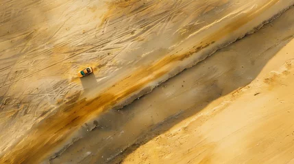 Foto op Canvas Aerial abstract view of one car in desert like landscape in Tarlac Philippines : Generative AI © Generative AI