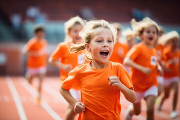 Active Children's Team Racing in the Park: Excitement, Energy, and Friendship in Motion