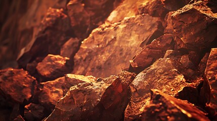 Bright redbrown stone background Golden rock texture Mountain closeup Mountain texture : Generative...