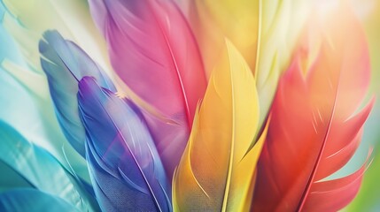 Colorful feathers Harlequin Macaw feathers background : Generative AI