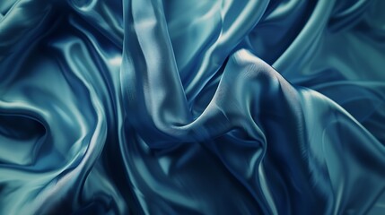 Fototapeta premium Blue silk satin Folds in the fabric Elegant background with copy space for design Web banner Website header : Generative AI