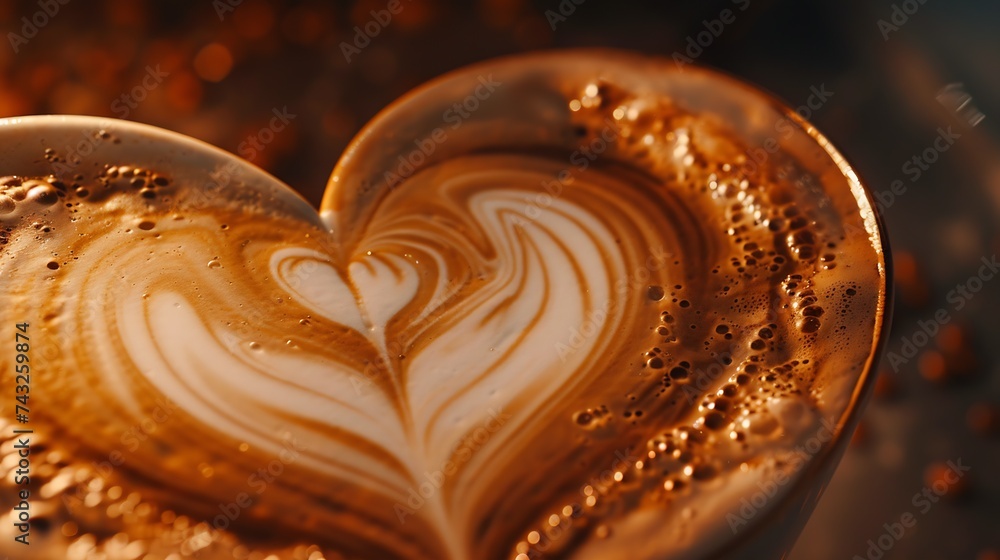 Poster Making of cafe latte art heart shape : Generative AI