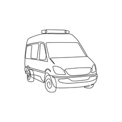 Single continous line art of ambulance car