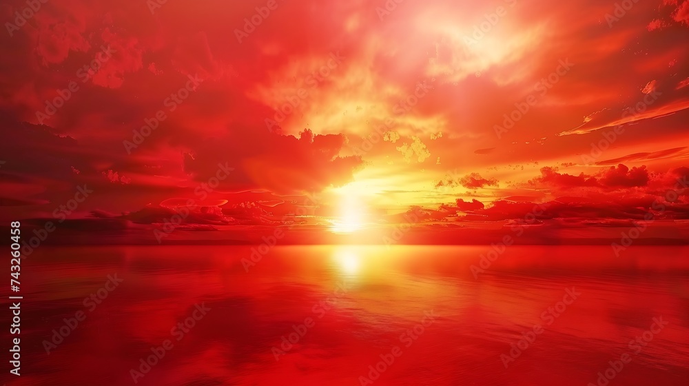 Poster abstract dark red background dramatic red sky red sunset with clouds fantastic sunset background wit