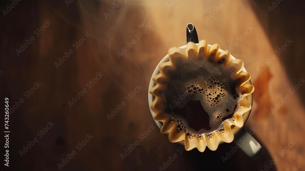 Poster making coffee with pour over method from above view : generative ai
