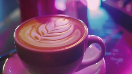 how to make coffee latte art : Generative AI - obrazy, fototapety, plakaty