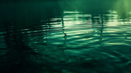 Dark blue green abstract background Reflection of light on a smooth surface of water with small waves Tidewater green background with copy space for design Web banner : Generative AI