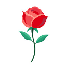 Red rose icon. Flat illustration of red rose vector icon for web