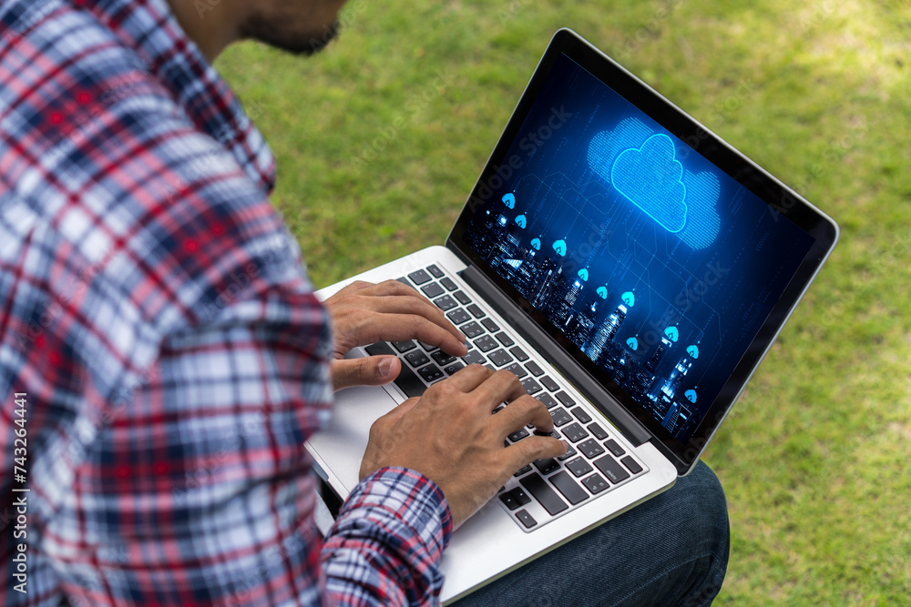 Poster cloud computing software for modish remote work and personal data storage