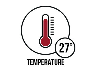 27° C vector. Temperature gauge thermometer design. Climate and weather forecast concept isolated on white background