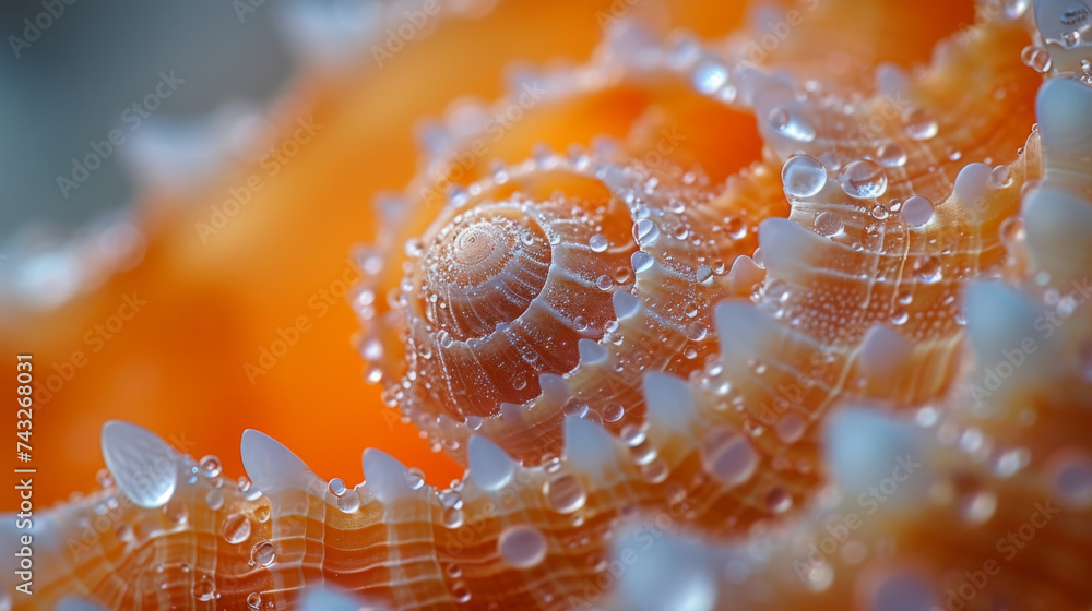 Poster closeup of a seashell its smooth and polished exterior hiding the intricate patterns of its former h