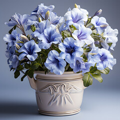 Blue Petunia Flowers in Pot