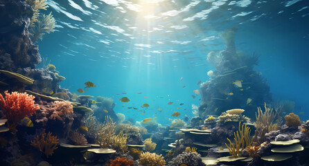 Fototapeta na wymiar a beautiful coral reef in an ocean
