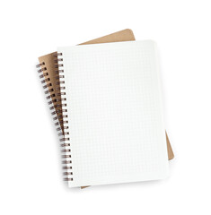 Two notebooks isolated on white, top view