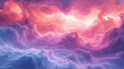 Closeup of layered cirrus clouds with a soft gradient of purples pinks and blues.