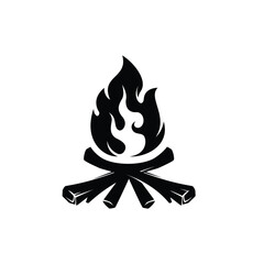 Camping Bonfire Silhoette Logo Vector