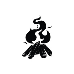 Camping Bonfire Silhoette Logo Vector