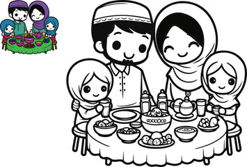 Heartwarming Togetherness, Illustrating the Joys of Family and Faith in Everyday Life, Coloring book