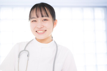 Image of a new nurse from the camera's perspective, easy to use for career change, employment, or...