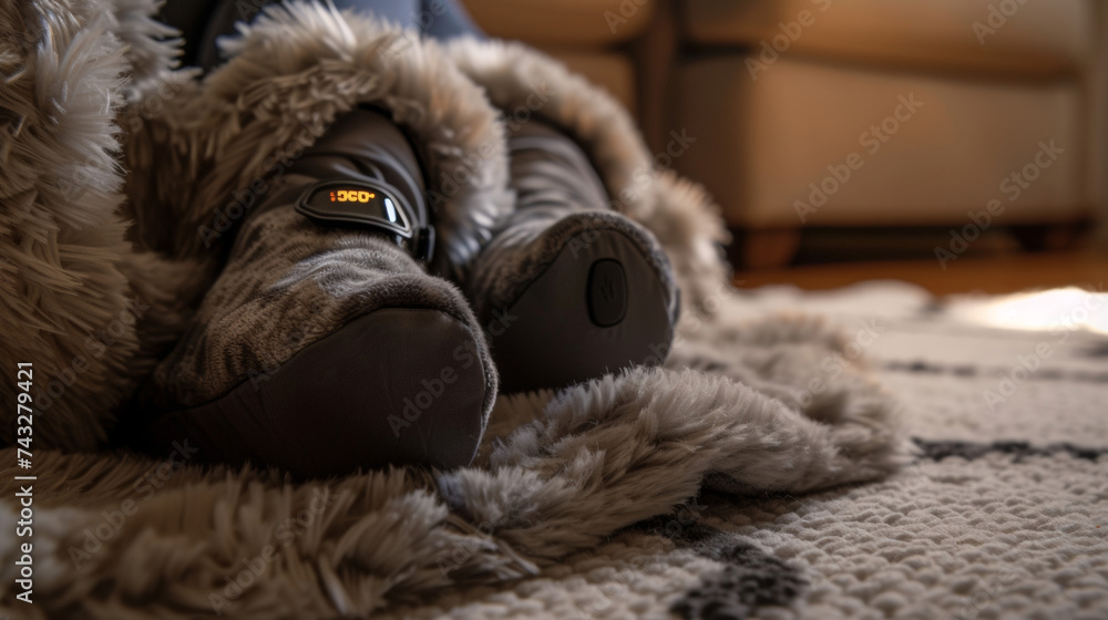 Poster a closeup of a foot warmer with a builtin timer allowing you to set the perfect amount of warmth and