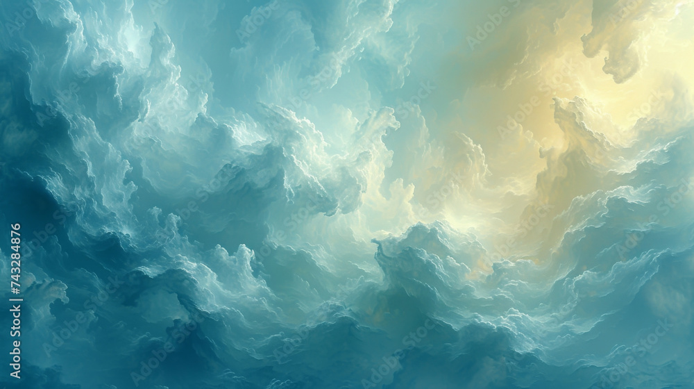 Poster closeup of a finely textured paint surface resembling delicate brush strokes and wispy clouds. soft 