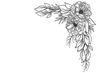 Flower Bouquet Line Art Illustration