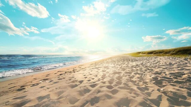 fine beach sand in the summer sun. beautiful nature scene. seamless looping overlay 4k virtual video animation background 