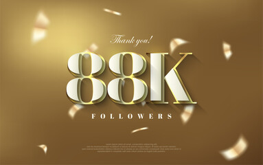 Thank you 88k followers background, shiny luxury gold design.