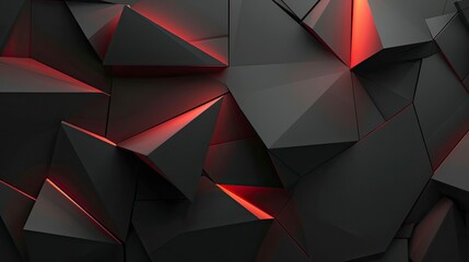 Modern black red abstract background. Minimal. Color gradient. Dark. Web banner. Geometric shape. 3d effect. Lines stripes triangles. Design. Futuristic. Cut paper or metal effect - generative ai - obrazy, fototapety, plakaty