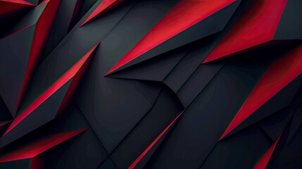Modern black red abstract background. Minimal. Color gradient. Dark. Web banner. Geometric shape. 3d effect. Lines stripes triangles. Design. Futuristic. Cut paper or metal effect - generative ai - obrazy, fototapety, plakaty