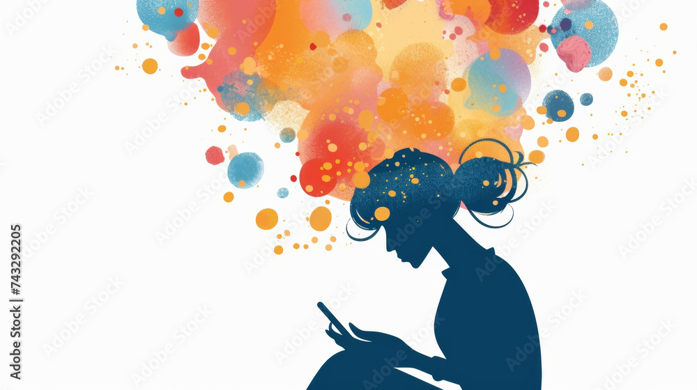 Aufkleber a person using a digital platforms confidential messaging tool to connect with a mental health profe