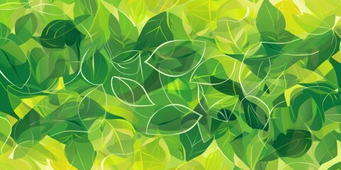 A radiant array of translucent green leaves radiates a sense of growth and vitality, perfect for eco-themes.